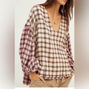 EUC We The Free Solstice Plaid Blouse Large